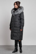 Купить Пальто утепленное с чернобуркой зимнее женское черного цвета 133156Ch, фото 17