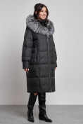 Купить Пальто утепленное с чернобуркой зимнее женское черного цвета 133156Ch, фото 18