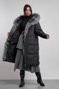 Купить Пальто утепленное с чернобуркой зимнее женское черного цвета 133156Ch, фото 3