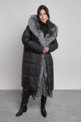 Купить Пальто утепленное с чернобуркой зимнее женское черного цвета 133156Ch, фото 4