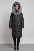 Купить Пальто утепленное с чернобуркой зимнее женское черного цвета 133156Ch, фото 5