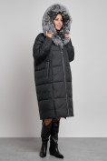 Купить Пальто утепленное с чернобуркой зимнее женское черного цвета 133156Ch, фото 6