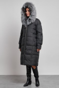 Купить Пальто утепленное с чернобуркой зимнее женское черного цвета 133156Ch, фото 7