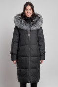 Купить Пальто утепленное с чернобуркой зимнее женское черного цвета 133156Ch, фото 8