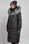 Купить Пальто утепленное с чернобуркой зимнее женское черного цвета 133156Ch, фото 9