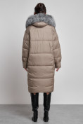 Купить Пальто утепленное с чернобуркой зимнее женское коричневого цвета 133156K, фото 8