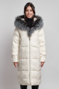 Купить Пальто утепленное с чернобуркой зимнее женское светло-бежевого цвета 133156SB, фото 12