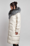 Купить Пальто утепленное с чернобуркой зимнее женское светло-бежевого цвета 133156SB, фото 13