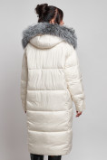 Купить Пальто утепленное с чернобуркой зимнее женское светло-бежевого цвета 133156SB, фото 15