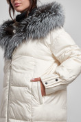 Купить Пальто утепленное с чернобуркой зимнее женское светло-бежевого цвета 133156SB, фото 16