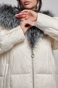 Купить Пальто утепленное с чернобуркой зимнее женское светло-бежевого цвета 133156SB, фото 17