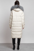 Купить Пальто утепленное с чернобуркой зимнее женское светло-бежевого цвета 133156SB, фото 9
