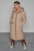 Купить Пальто утепленное с капюшоном зимнее женское бежевого цвета 133159B, фото 11