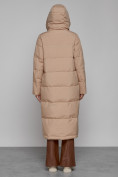Купить Пальто утепленное с капюшоном зимнее женское бежевого цвета 133159B, фото 4
