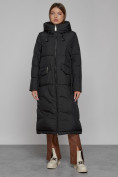 Купить Пальто утепленное с капюшоном зимнее женское черного цвета 133159Ch