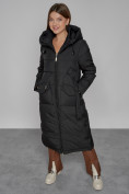 Купить Пальто утепленное с капюшоном зимнее женское черного цвета 133159Ch, фото 10