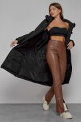 Купить Пальто утепленное с капюшоном зимнее женское черного цвета 133159Ch, фото 13
