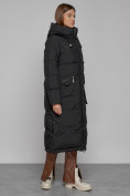 Купить Пальто утепленное с капюшоном зимнее женское черного цвета 133159Ch, фото 3
