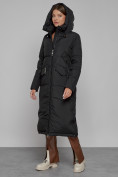Купить Пальто утепленное с капюшоном зимнее женское черного цвета 133159Ch, фото 5