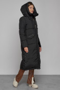 Купить Пальто утепленное с капюшоном зимнее женское черного цвета 133159Ch, фото 6