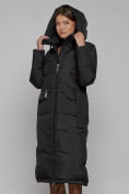 Купить Пальто утепленное с капюшоном зимнее женское черного цвета 133159Ch, фото 7