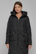 Купить Пальто утепленное с капюшоном зимнее женское черного цвета 133159Ch, фото 8