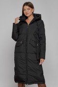 Купить Пальто утепленное с капюшоном зимнее женское черного цвета 133159Ch, фото 9