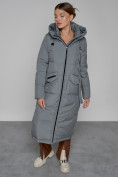 Купить Пальто утепленное с капюшоном зимнее женское серого цвета 133159Sr, фото 11
