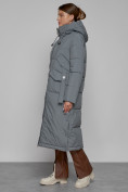 Купить Пальто утепленное с капюшоном зимнее женское серого цвета 133159Sr, фото 2