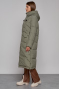 Купить Пальто утепленное с капюшоном зимнее женское зеленого цвета 133159Z, фото 2