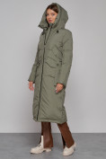 Купить Пальто утепленное с капюшоном зимнее женское зеленого цвета 133159Z, фото 5