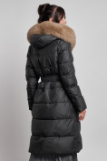 Купить Пальто утепленное с капюшоном и мехом зимнее женское черного цвета 133203Ch, фото 24