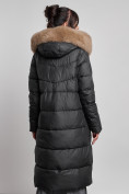 Купить Пальто утепленное с капюшоном и мехом зимнее женское черного цвета 133203Ch, фото 8
