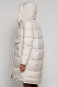 Купить Пальто утепленное с капюшоном зимнее женское бежевого цвета 133208B, фото 18