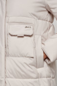 Купить Пальто утепленное с капюшоном зимнее женское бежевого цвета 133208B, фото 6