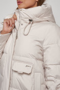 Купить Пальто утепленное с капюшоном зимнее женское бежевого цвета 133208B, фото 9