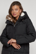 Купить Пальто утепленное с капюшоном зимнее женское черного цвета 133208Ch, фото 10