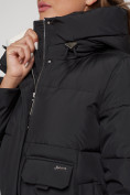 Купить Пальто утепленное с капюшоном зимнее женское черного цвета 133208Ch, фото 13