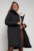 Купить Пальто утепленное с капюшоном зимнее женское черного цвета 133208Ch, фото 15