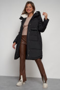 Купить Пальто утепленное с капюшоном зимнее женское черного цвета 133208Ch, фото 16