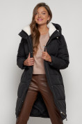 Купить Пальто утепленное с капюшоном зимнее женское черного цвета 133208Ch, фото 18