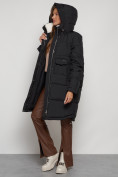 Купить Пальто утепленное с капюшоном зимнее женское черного цвета 133208Ch, фото 20