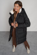 Купить Пальто утепленное с капюшоном зимнее женское черного цвета 133208Ch, фото 24