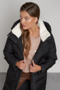 Купить Пальто утепленное с капюшоном зимнее женское черного цвета 133208Ch, фото 25