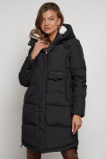 Купить Пальто утепленное с капюшоном зимнее женское черного цвета 133208Ch, фото 26