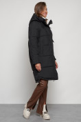 Купить Пальто утепленное с капюшоном зимнее женское черного цвета 133208Ch, фото 3