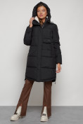 Купить Пальто утепленное с капюшоном зимнее женское черного цвета 133208Ch, фото 5