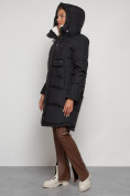 Купить Пальто утепленное с капюшоном зимнее женское черного цвета 133208Ch, фото 6