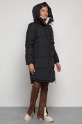 Купить Пальто утепленное с капюшоном зимнее женское черного цвета 133208Ch, фото 7
