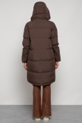 Купить Пальто утепленное с капюшоном зимнее женское коричневого цвета 133208K, фото 23